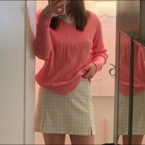 vintage pink cable knit vneck sweater